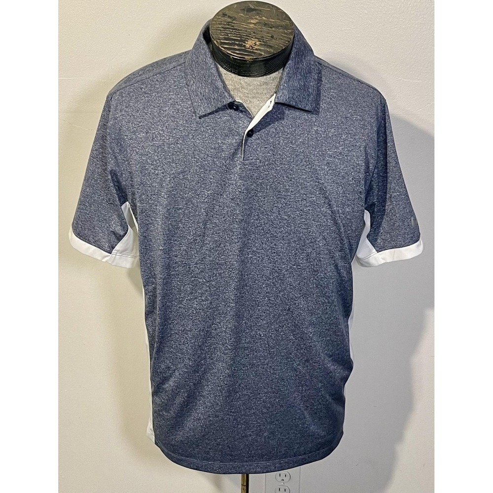 Nike Golf Shirt Mens Medium Blue White Dri‎ Fit Tour Performance Polo